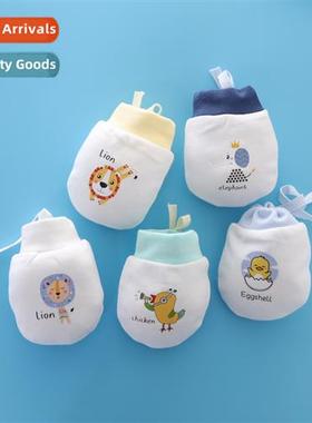 Baby physical anti-scratch cott gloves drawstring lacing bab