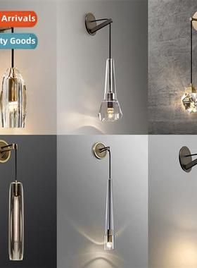 Full copper crystal wall lamp living room aisle modern creat