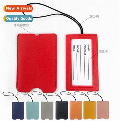 Double pu lear multi-color strap hidden pull out luggage tag