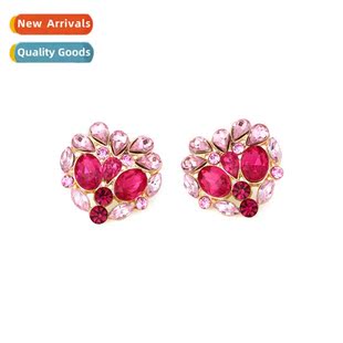 colored diamd heart Korean small cute shaped earrings style