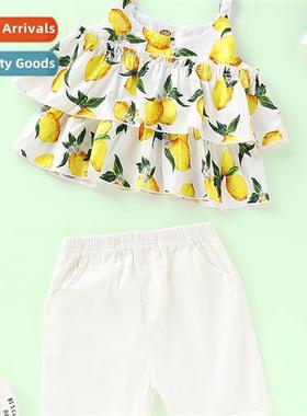 Girls summer secti 2021 summer secti  fashi lem print short-