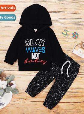 Boys spring  fall  2021 new n lg-sleeved letters printed hoo