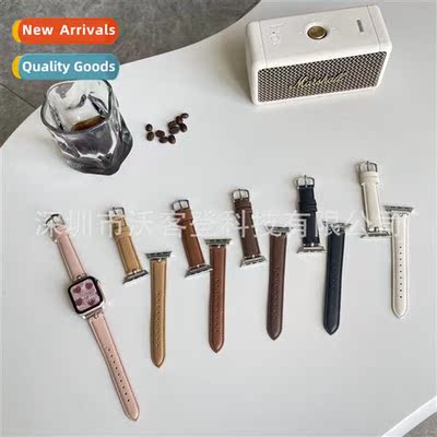 适用Apple ball buckle cowhide leather strap apple watch8/SE/