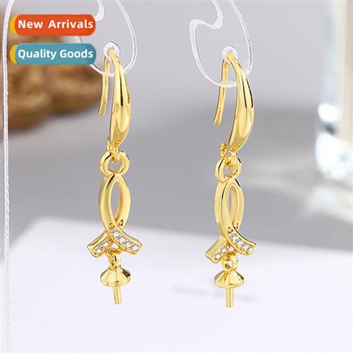 Vintage copper embryo zirc earrings empty bracket copper sil