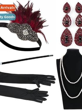 1920s Flapper Girl Dress Halloween Costume Gloves Smoking Po