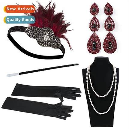 1920s Flapper Girl Dress Halloween Costume Gloves Smoking Po