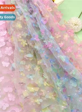 3D three-dimensial flowers embroidery mesh fabric mesh fabri