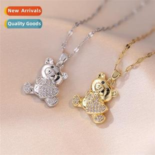 zircia bear new female pen luxury love light Necklace niche