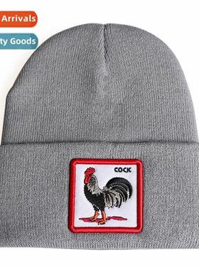 2021 popular animal rooster embroidery knted cap embroidered