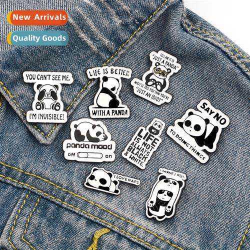 I Love naps enamel panda cowboy badge creative students cute