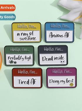 Geometric metal nameplate shape brooch creative interesting