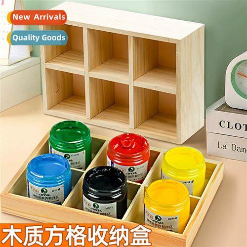 Wooden box organizer 6 compartments for studio cray box art
