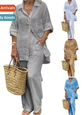 2023 Spring  Summer New Womens Lapel Lg Sleeve Cardigan Top