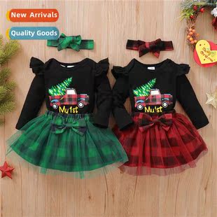 2022 new sleeved fall printed winter Christmas Girls