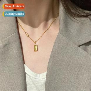 Gold Brick Small Necklace Pendan Bar Tyranny