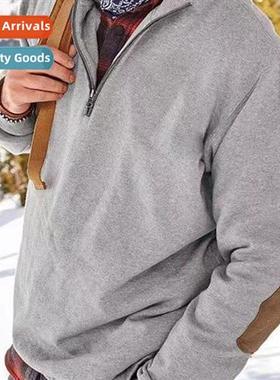 2023 Spring Fashi Zipper Elbow Thickening Lg Sleeve V-Neck L