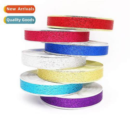 Christmas Bow Ribb 3.8/5cm Stamping Pattern Gold Wire Edge R