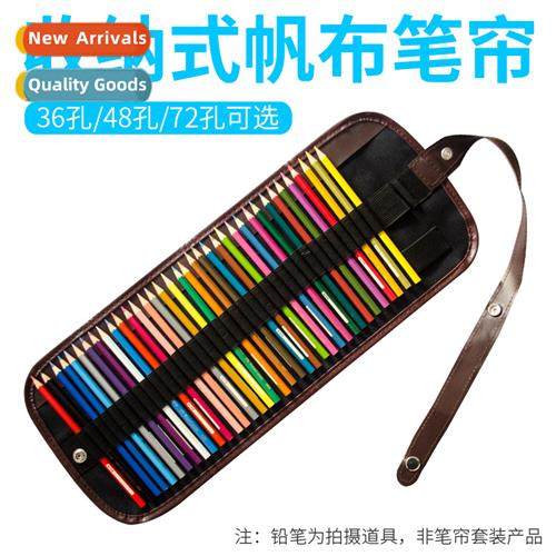 72 Holes Canvas Color Pencil Bag Folding Pencil Pencil Curta
