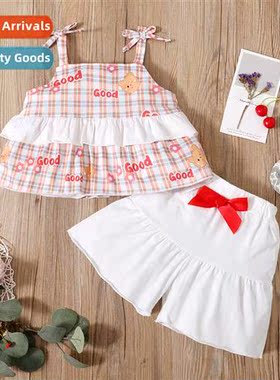 Girls Spring  Autumn 2021 new n cute printed halter top + so