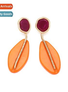 ZA new retro simple geometric resin earrings female an  Amer