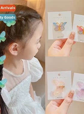 Gradient color bow  clips female children cute side bangs cl