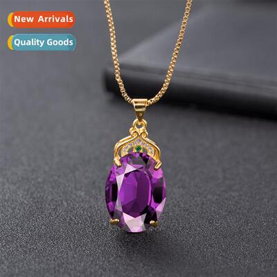 Gold color amethyst pendant female fashi diamd zirc purple d