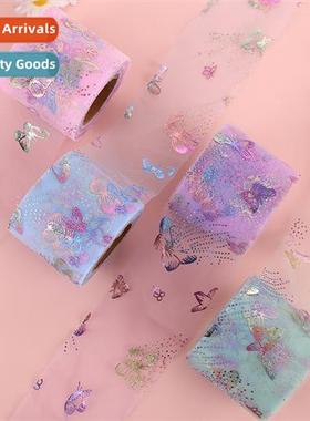 8cm 25 yards Illusi Meteor Butterfly Mesh Ribb Shoes Bags Co