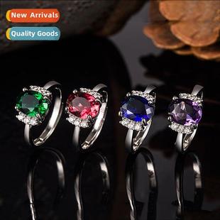 whe gold plating simple womens female ruby amethys ring