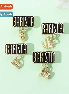 Fashi nd letters alloy brooch creative cfee series metal bad