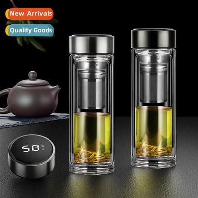 High-grade mens double-layer glass cup high temperature resi