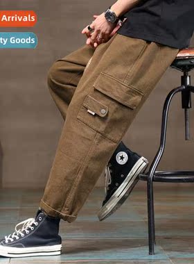 Mens casual pants spring and fall mens work pants nine-minut