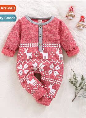 ins baby spring  fall  2020 new n lg-sleeved deer print baby