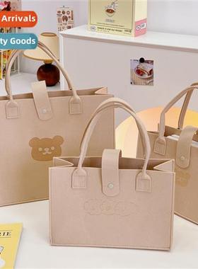Cute Bear Felt Bag Carto Large Capacy Tote Tote Bag Bag Momm