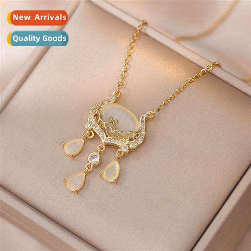 Necklaces Women Ruyi Xiangyun peace lock cats eye ste lg lif