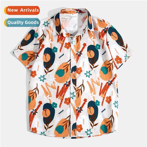 2023 Hawaii Beach Fashi Shirt Ice Silk Draped Digal Printing