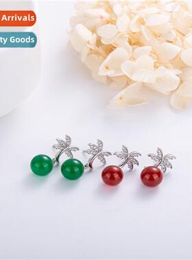 Ethnic style earrings female simple cocut e green agate earr
