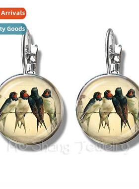 Green Hummingbird Glass Caboch Earrings BioShock Infine Bird