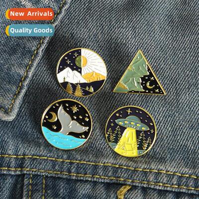 The new planet series  brooches creative starry sky mountain