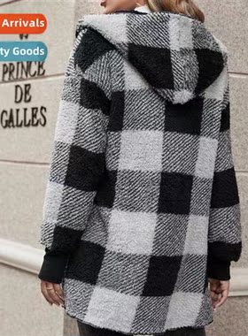 2023 new jacket loose plaid colorblocking kn cardigan fashi