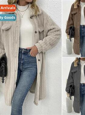 900912023 fall  winter womens new fur lapel plush top coat f