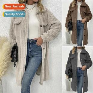 lapel winter coat top plush fur new womens fall 900912023