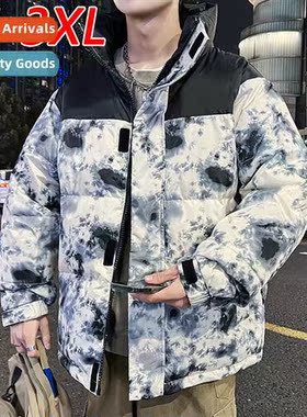 Down jacket men thickened short winter tide colorblocking co