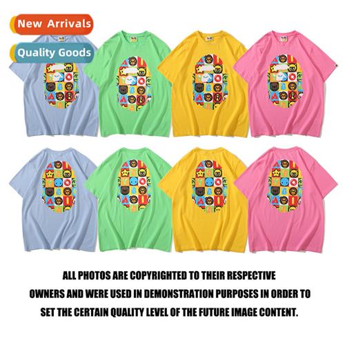 Tide BABY MILO colorful square ape head T-shirt carto loose