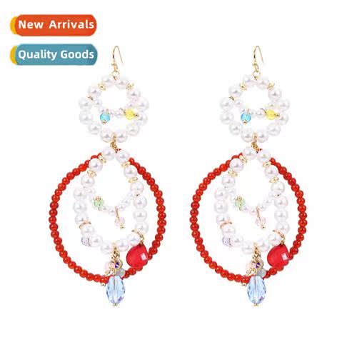 Fashi simple colorful rice beads earrings niche light luxury