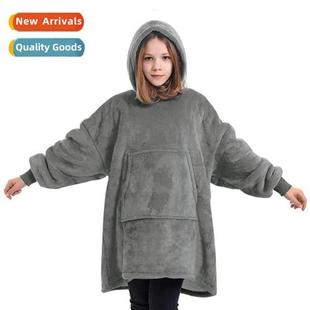 hooded childrens sweatshirt pajamas bla Winter sleeping warm