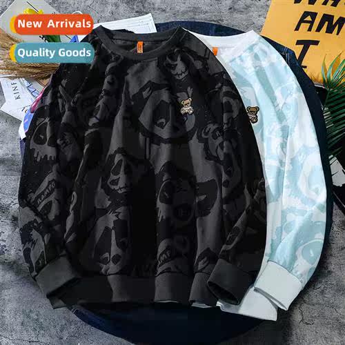 Full print bear sweater fall 2023 new clos nd versatile teen