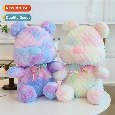 Carto violence dazzle bear plush toys tie-dye teddy bear dol