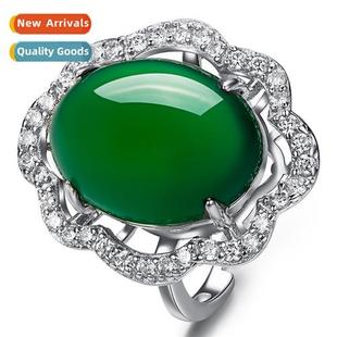 chrysoprase ring agate silver green plated diamd female