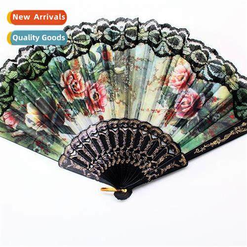 Chinese Style Plastic Hle Transparent Lace Lace Folding Fan
