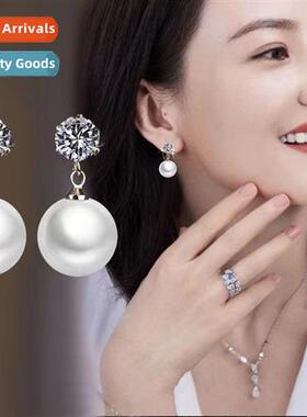 Six claw zircia acrylic round beads pendant imati pearl earr